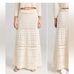 Ba&sh Josh Ecru cream crochet midi/maxi skirt
